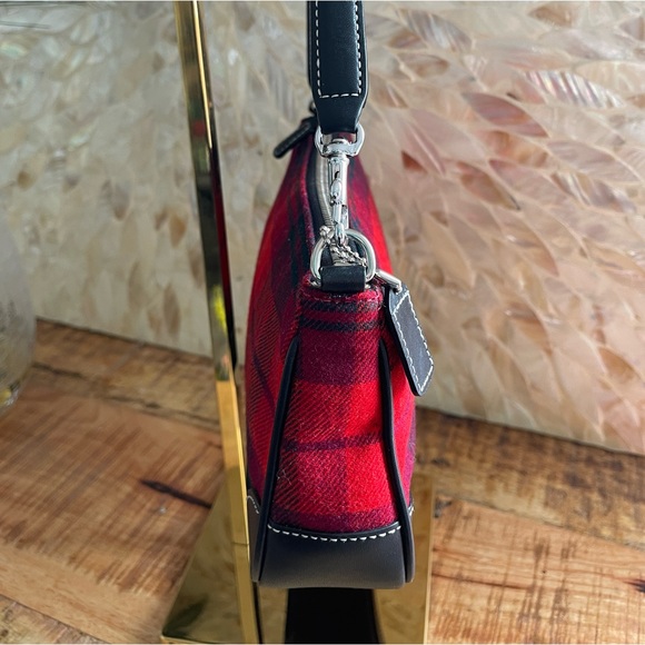 COACH Leather and Tartan Fabric Convertible Handbag Wristlet Purse Clutch NWOT - Picture 3 of 14